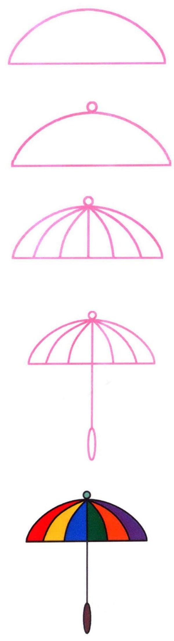 怎么画彩色雨伞