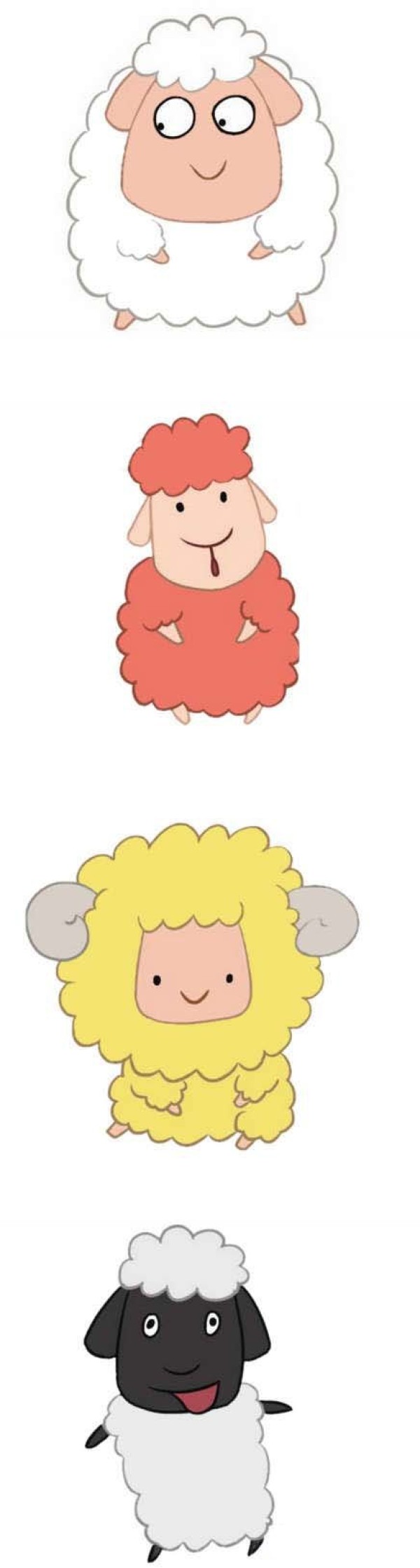 彩色小绵羊简笔画