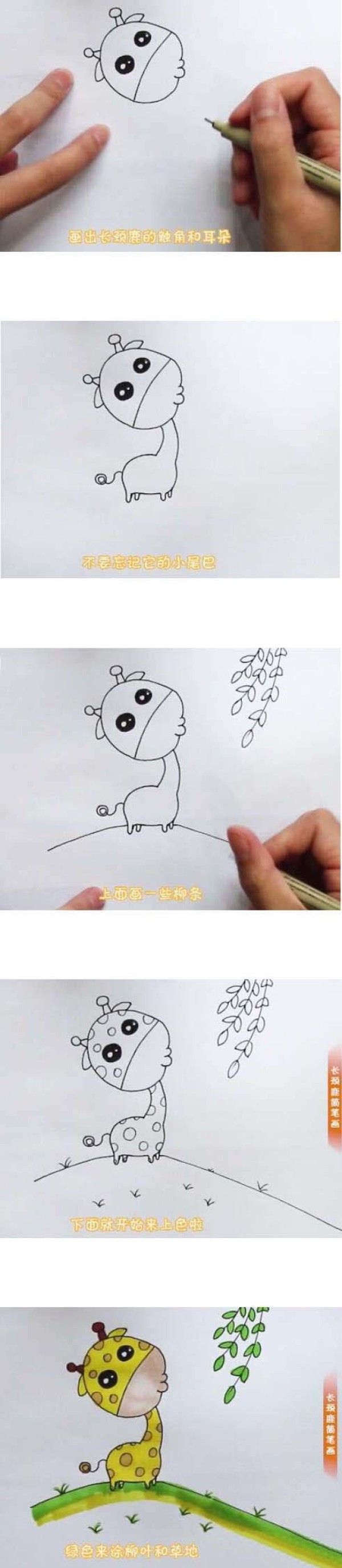 如何画长颈鹿