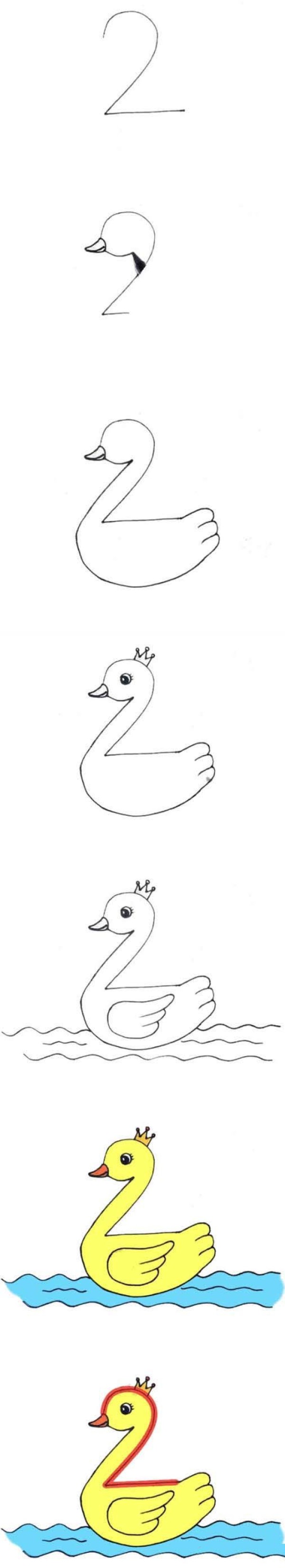 数字2小鸭子的画法步骤图