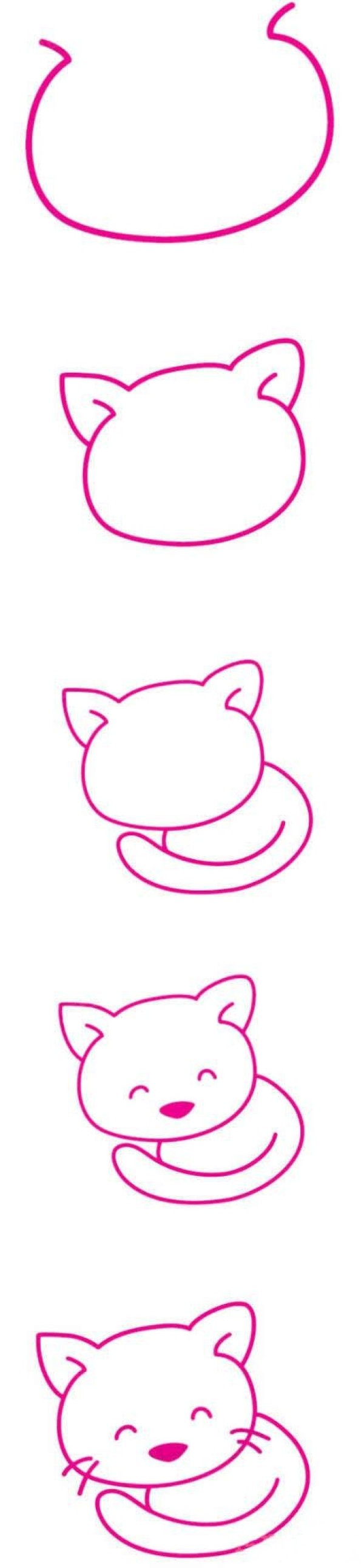 幼儿园一步一步画小猫咪简笔画