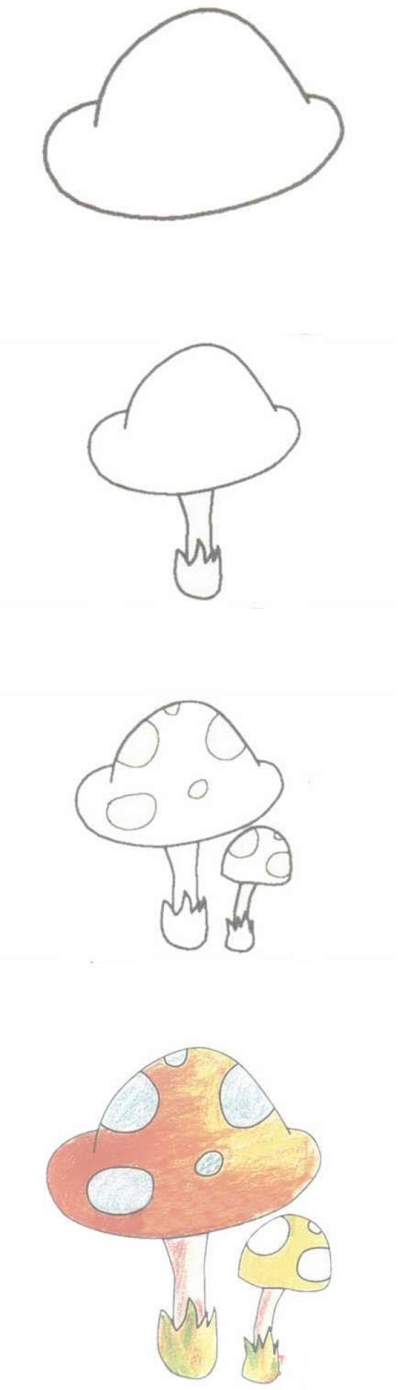 彩色蘑菇简笔画