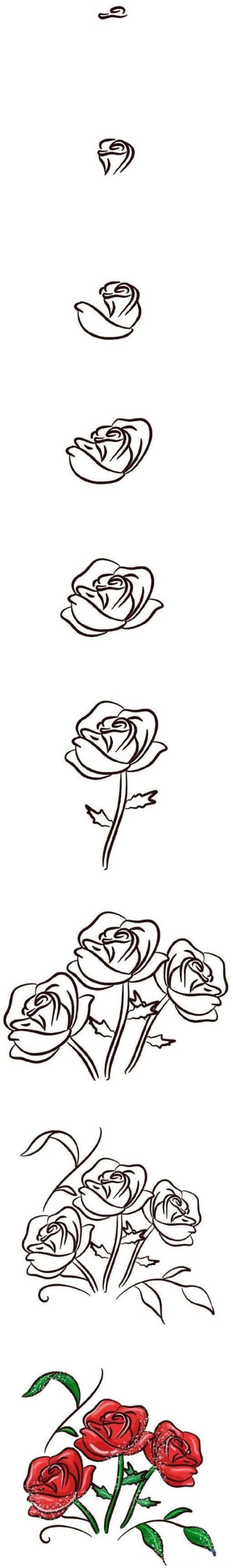 漂亮玫瑰花简笔画