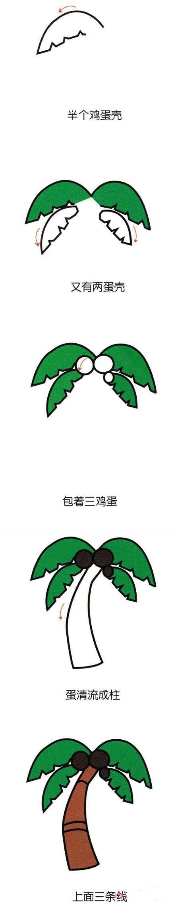卡通椰子树简笔画