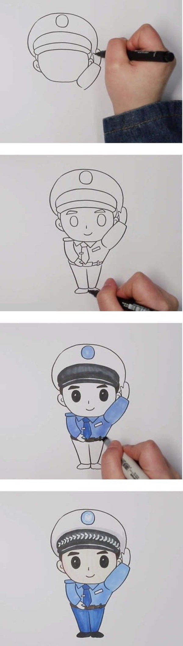 卡通交警简笔画