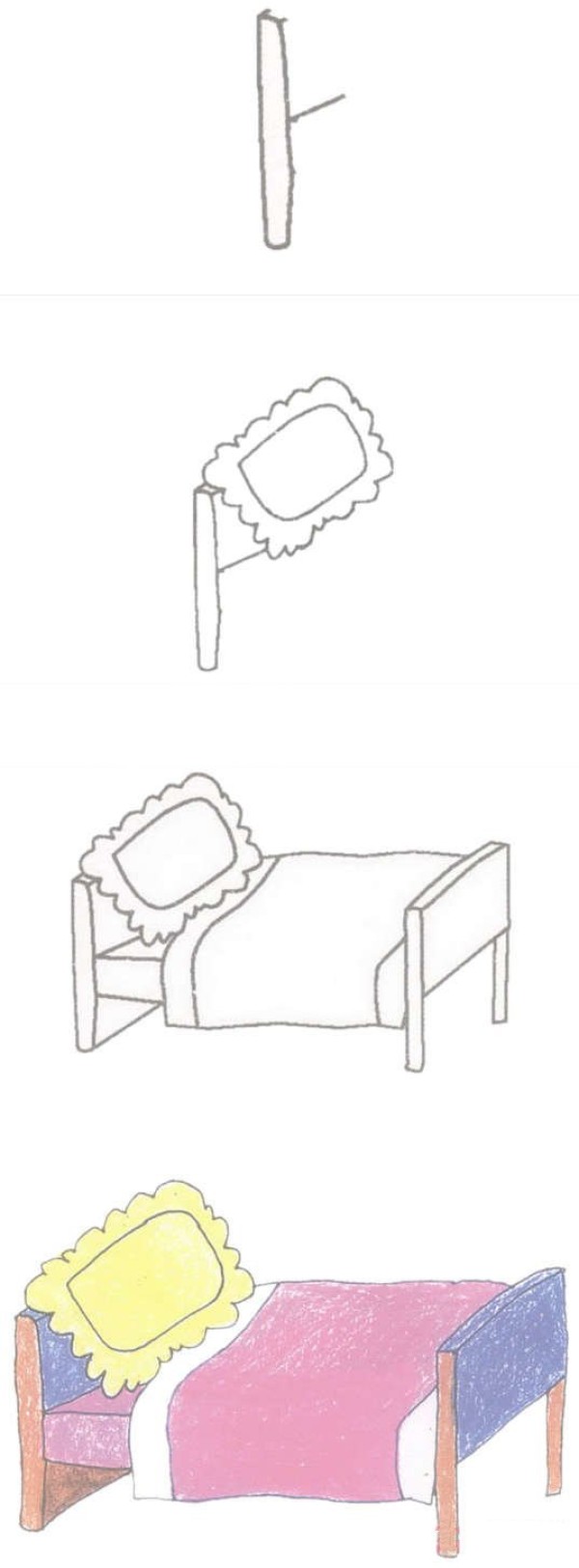 彩色儿童床怎么画