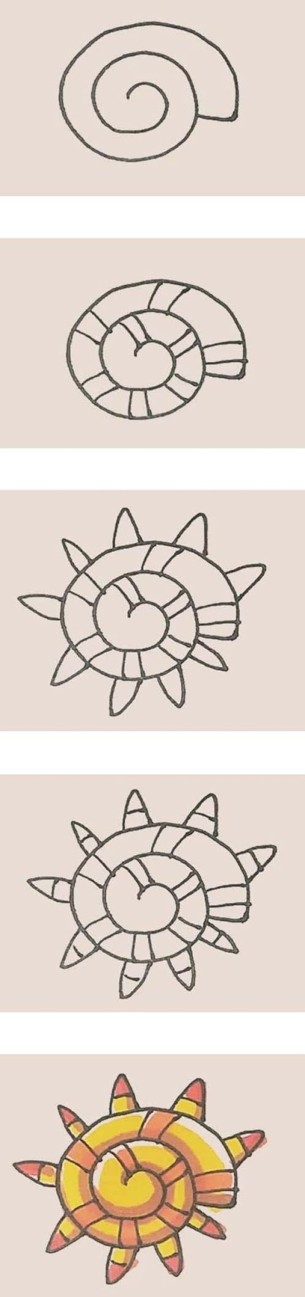 幼儿一步一步绘画海螺简笔画教程