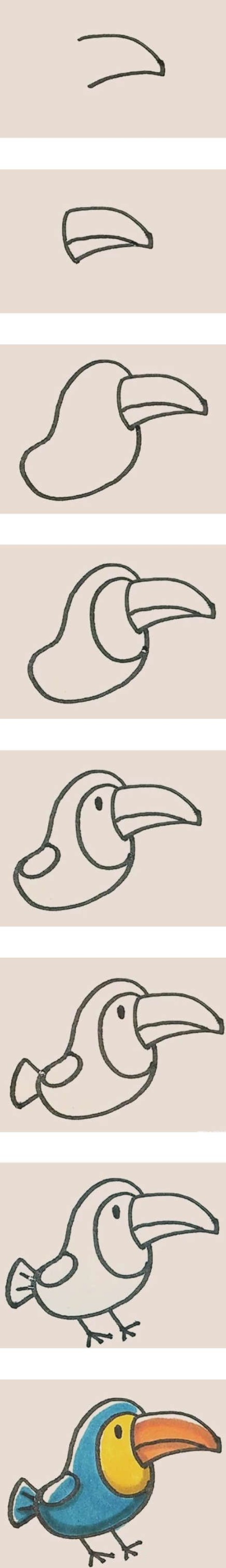 儿童长嘴鸟简笔画