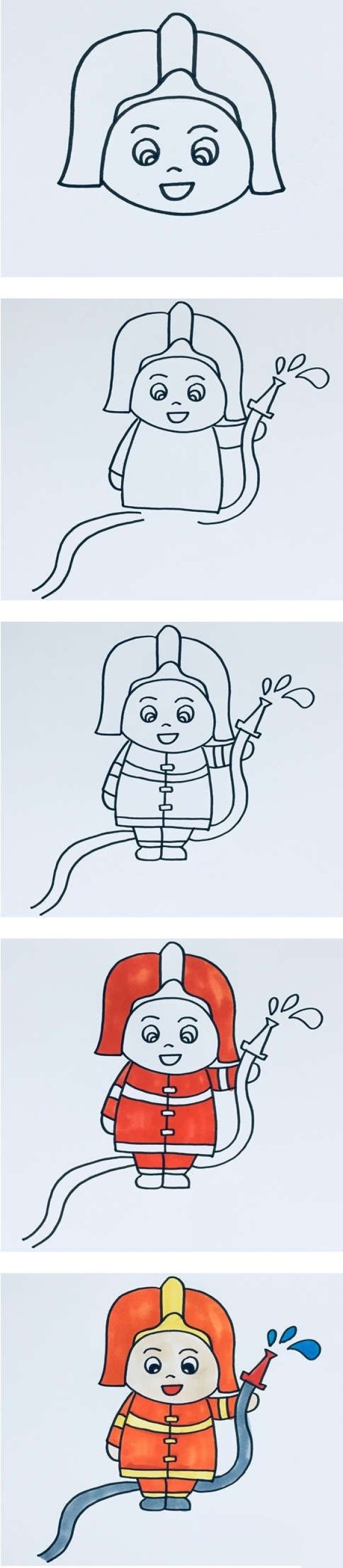怎么画卡通消防员
