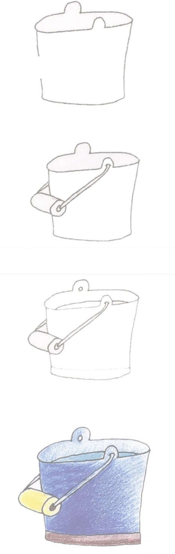 彩色的水桶怎么画
