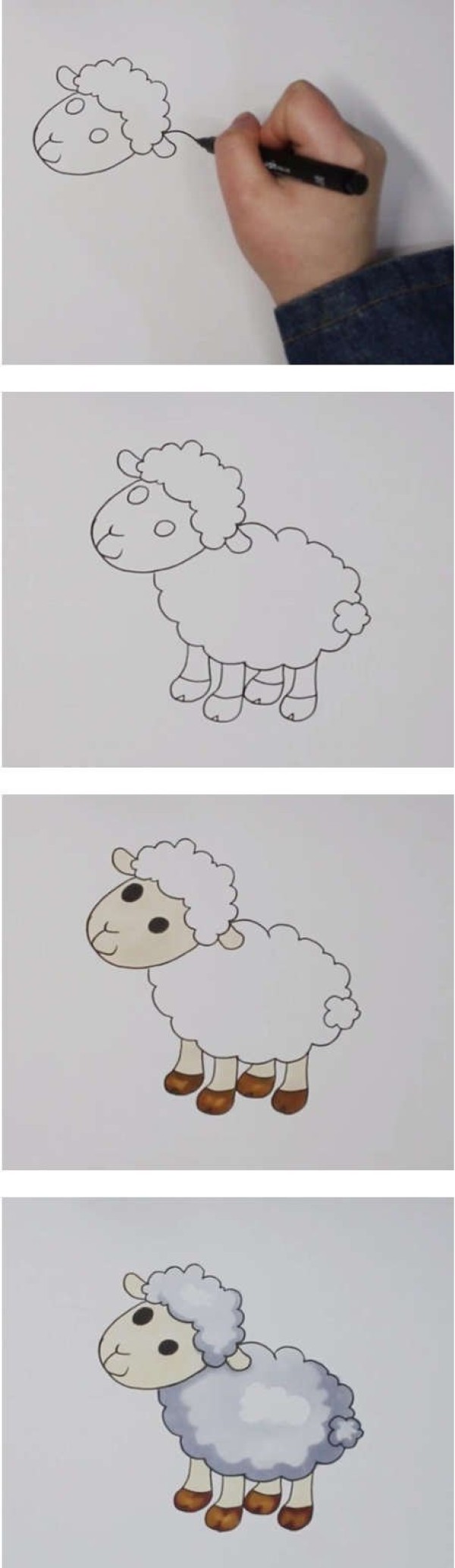 如何画可爱小绵羊