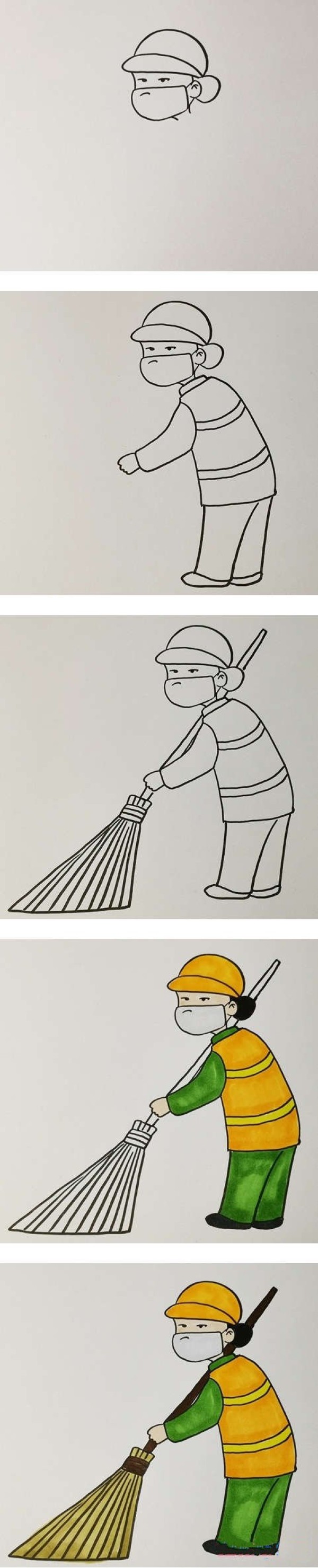 怎么画环卫工人