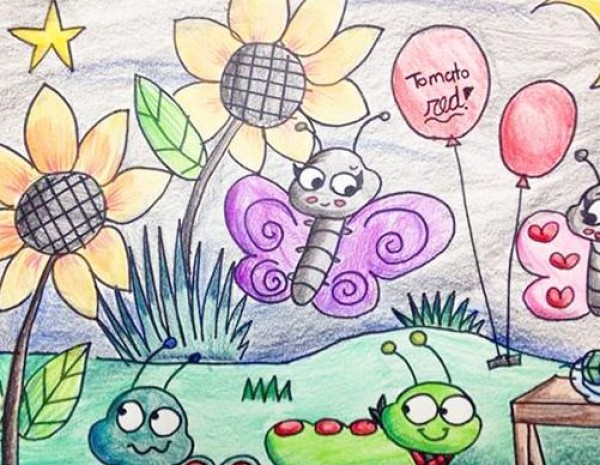 春天幼儿简笔画图片_美丽的花园