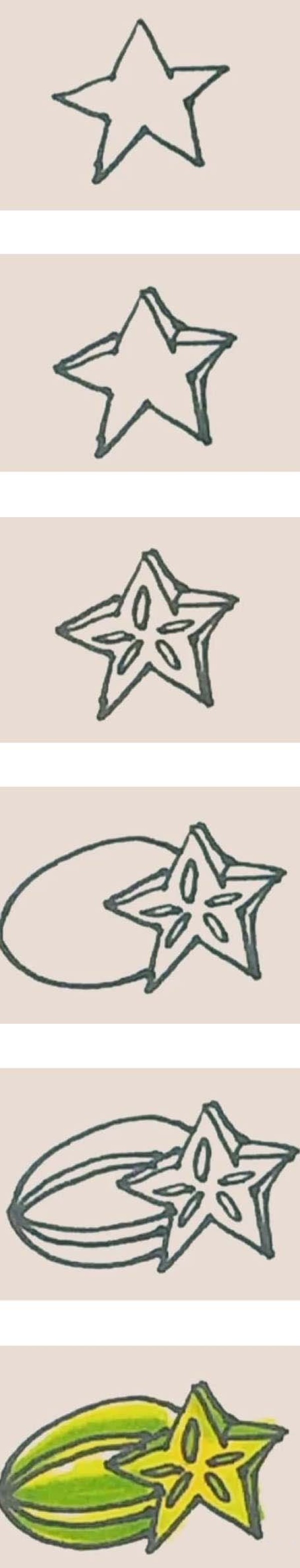 形状像星星的杨桃简笔画