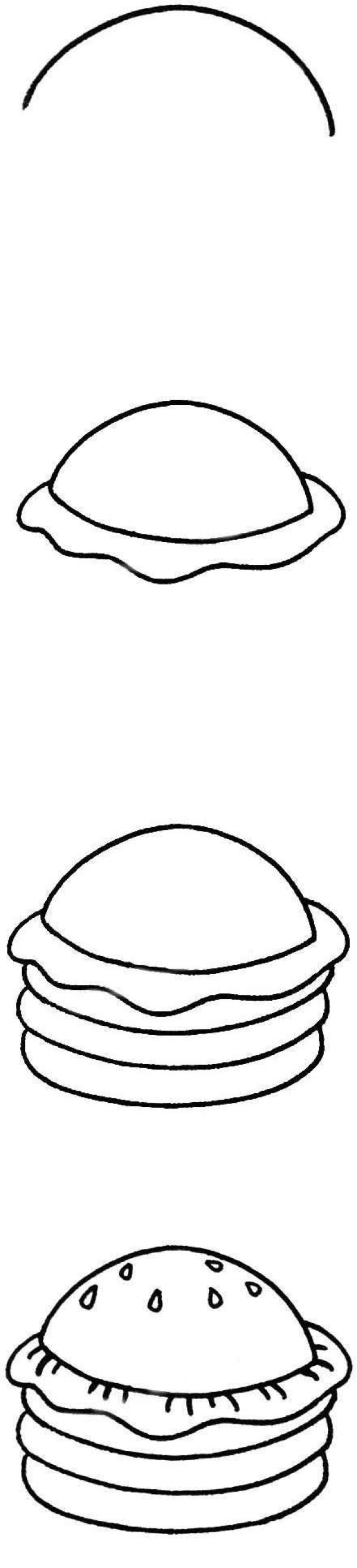 汉堡包简笔画