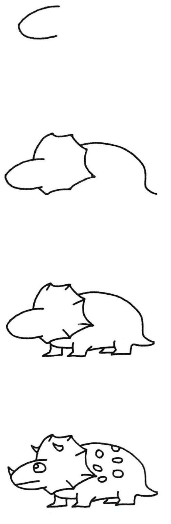 卡通三角龙简笔画