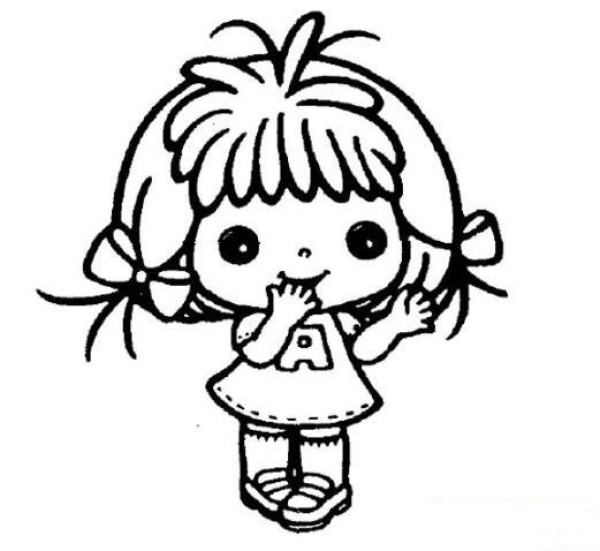 卡通小女孩简笔画