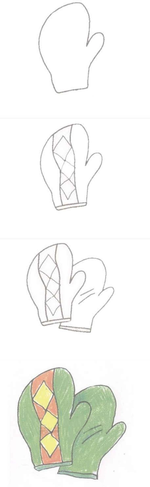 儿童手套简笔画画法步骤图