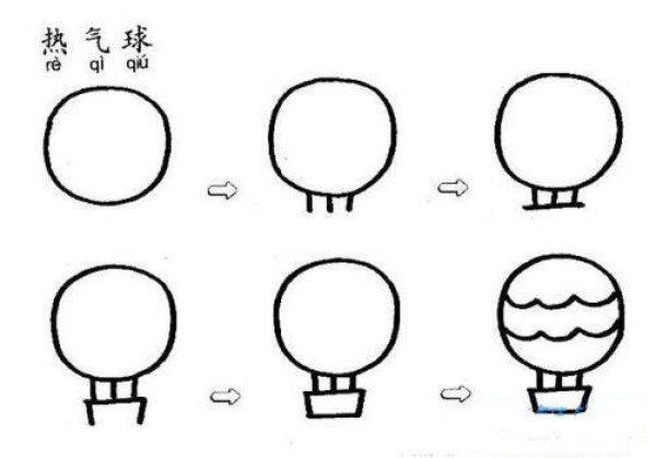 如何画飞上天空的热气球