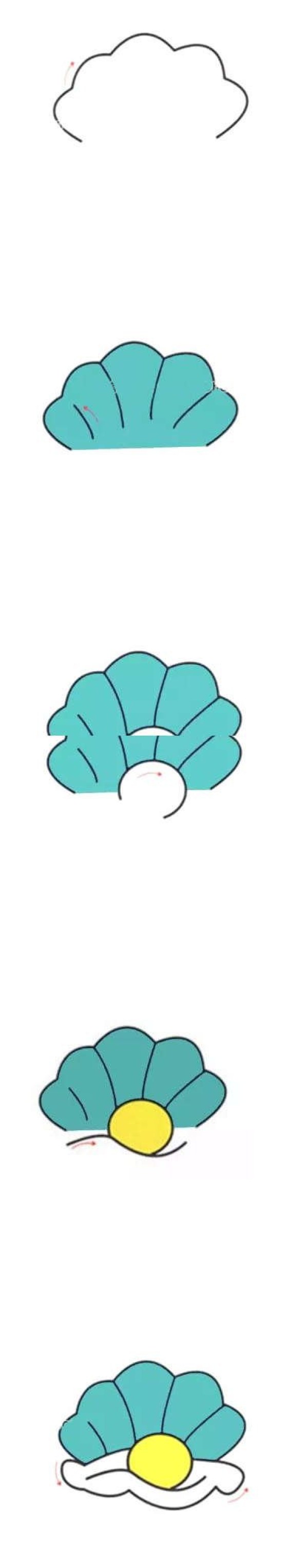 卡通珍珠贝壳简笔画