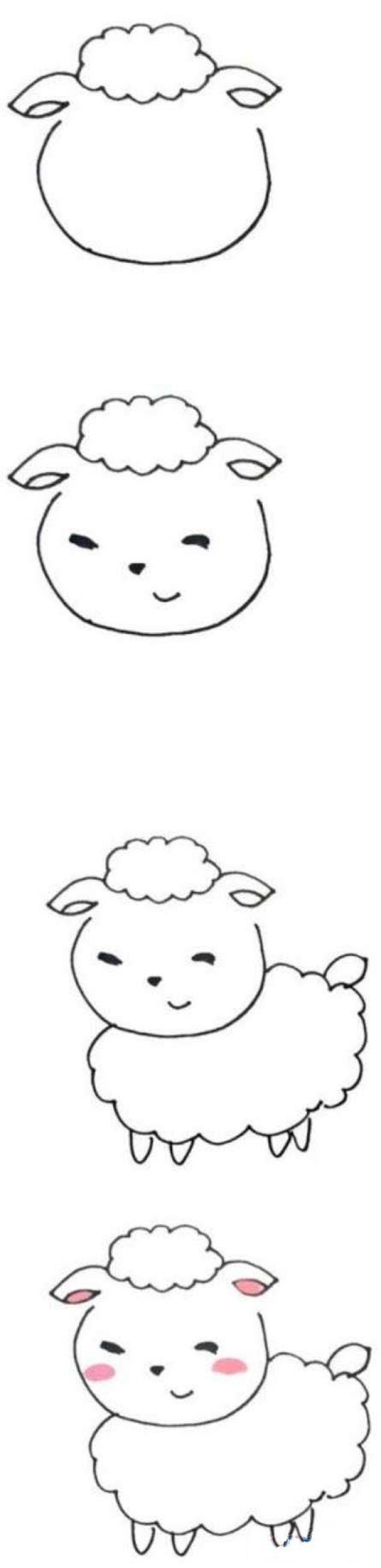 怎么画可爱的小绵羊