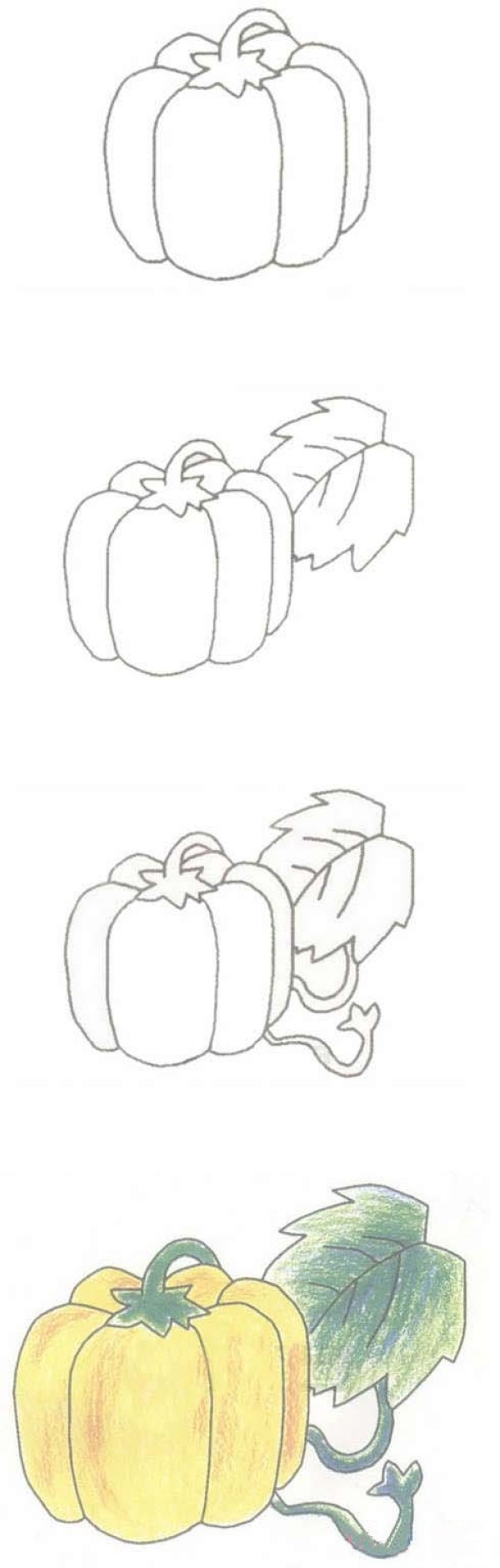手绘彩色南瓜简笔画
