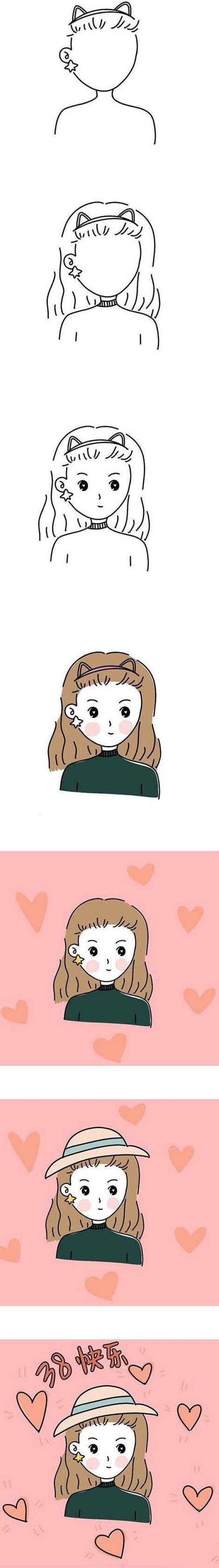38节小女孩简笔画