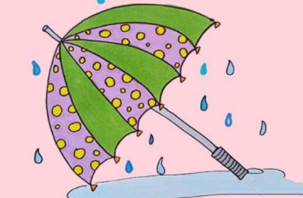 漂亮雨伞怎么画