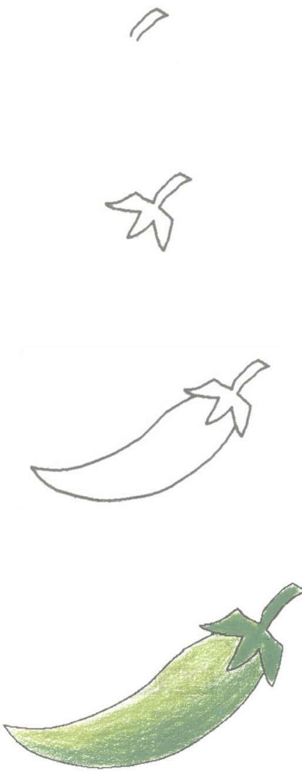 手绘绿色辣椒简笔画