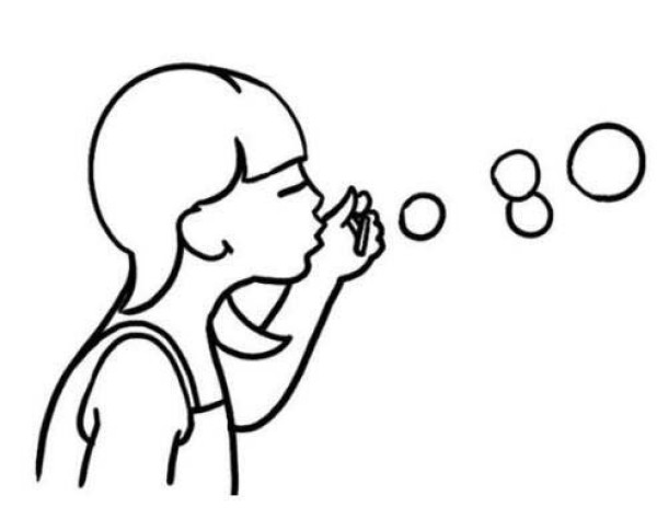 吹泡泡小女孩简笔画