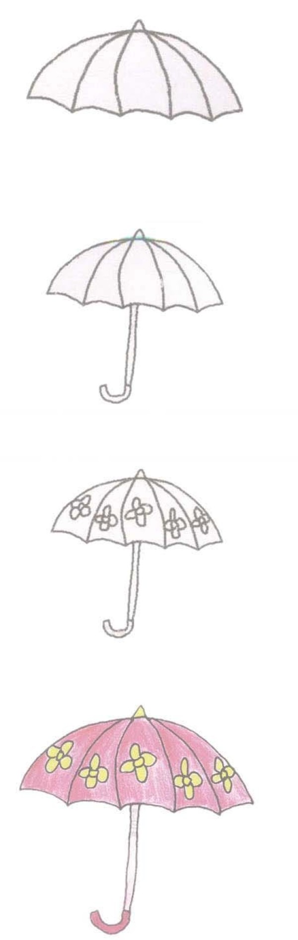 儿童小花雨伞简笔画
