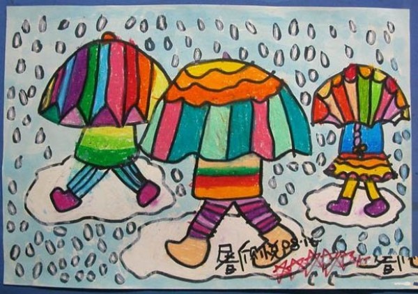 儿童画春天里的小雨