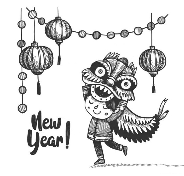 3张新年快乐插画图片