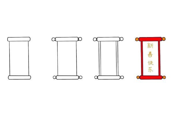 一组新年简笔画素材