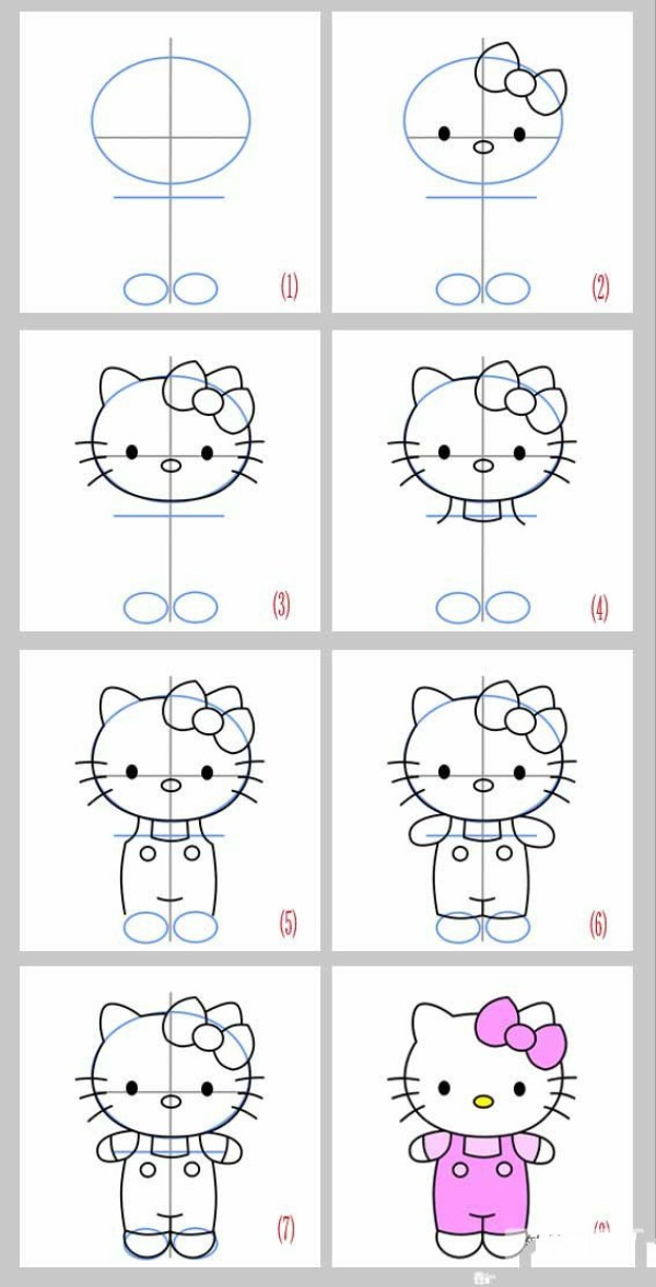 Hello Kitty凯蒂猫简笔画法步骤图