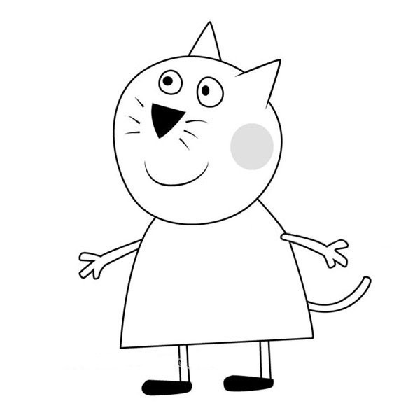 小猪佩奇之小猫坎迪简笔画