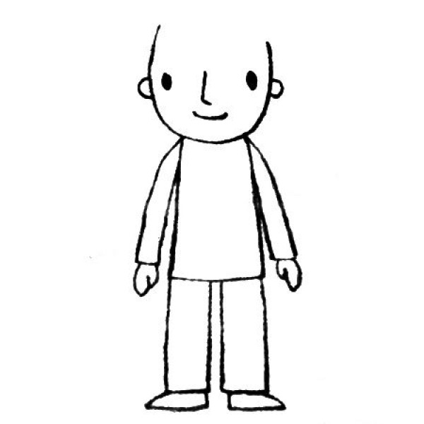 穿条纹T恤的小男孩简笔画教程