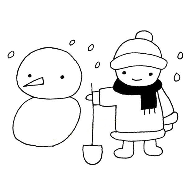 堆雪人简笔画