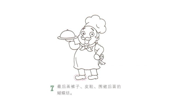 开心的厨师简笔画