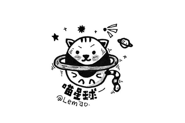 软萌喵星人简笔画