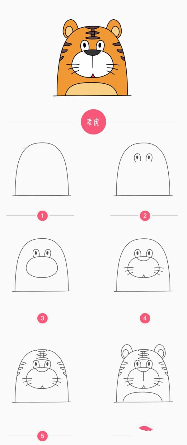 幼儿老虎简笔画画法