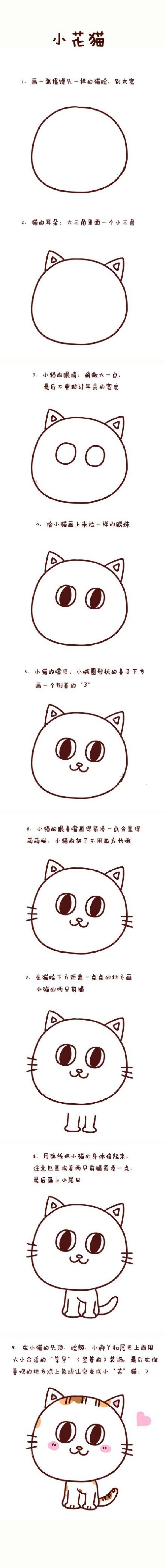 可爱的小花猫简笔画教程