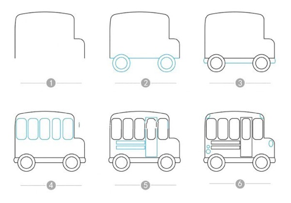 校车的画法及步骤图